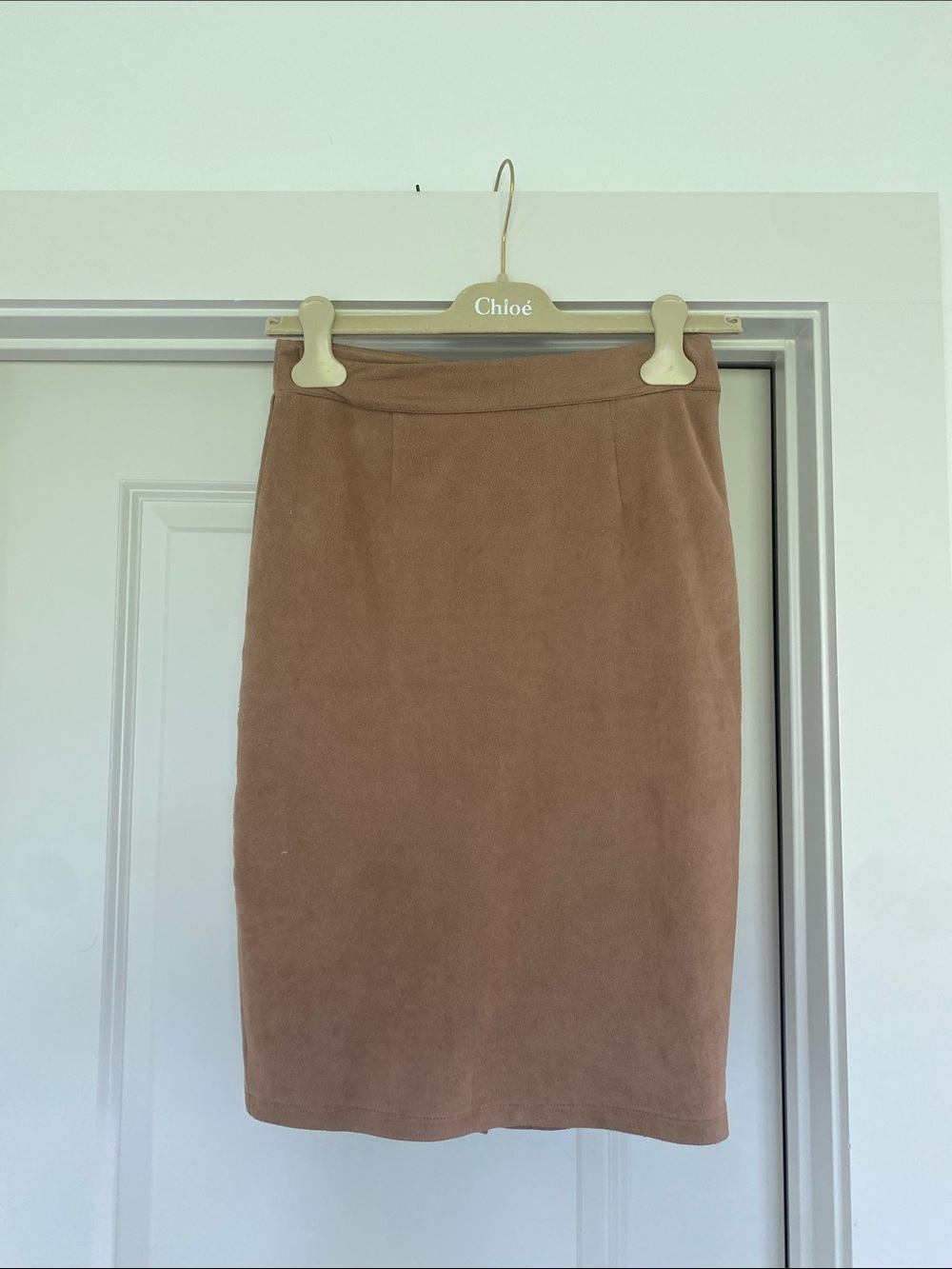 Lulu's Tan Suede-Look Pencil Skirt